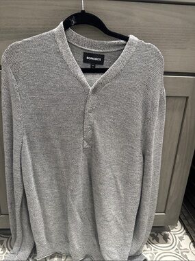 Bonobos Gray V-Neck Henley Sweater